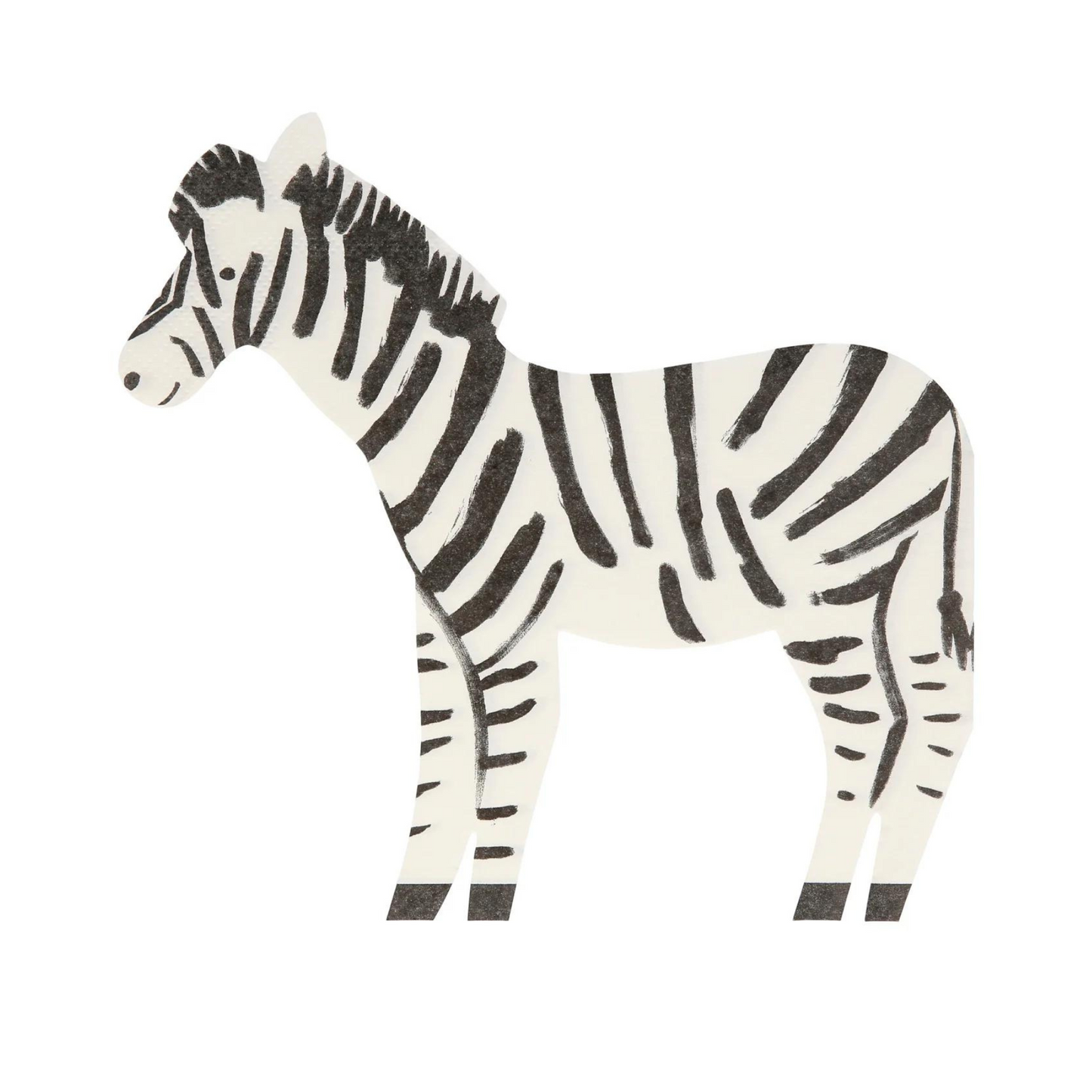 Black and white zebra napkin for kids’ birthdays and safari-themed celebrations, shipped across Canada.