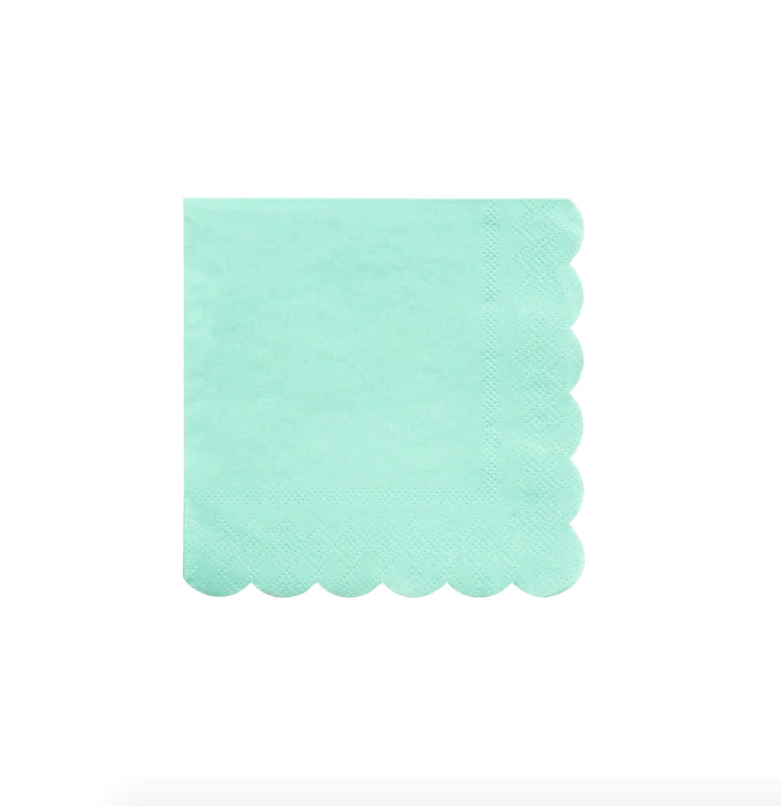 small mint napkin with scalloped edge