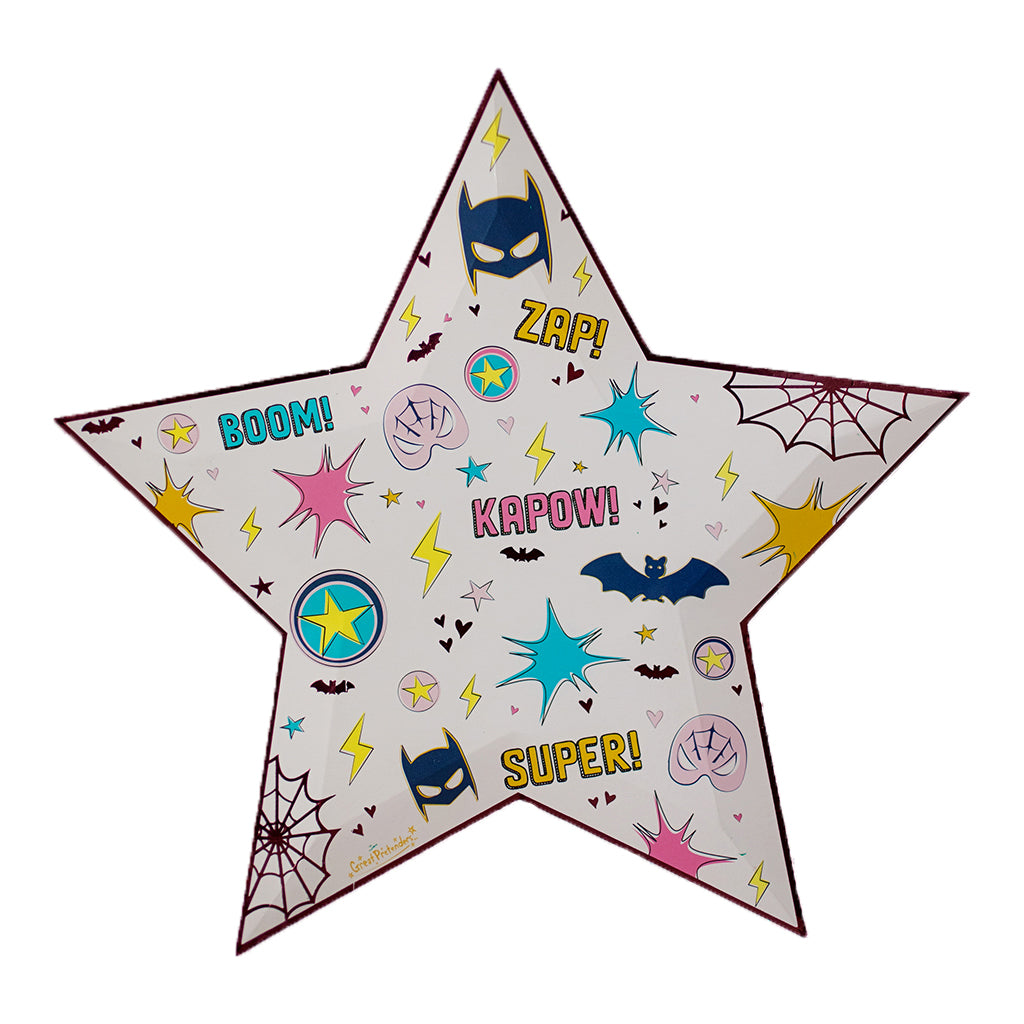 star shaped superhero dessert plate