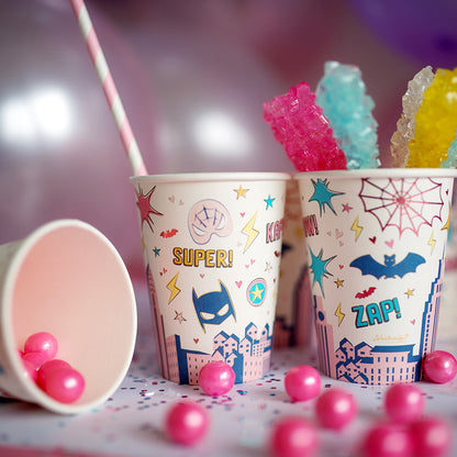 superhero themed party cups for girls