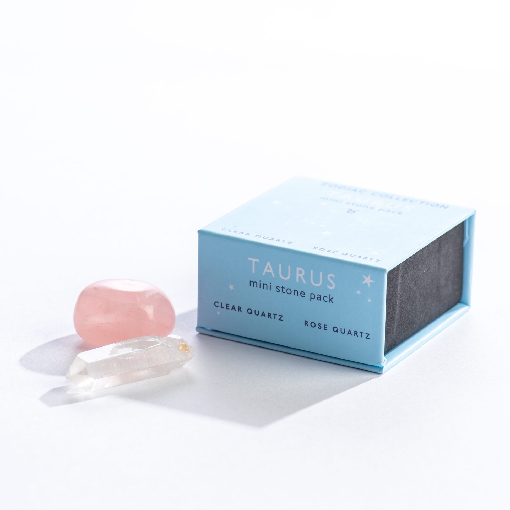 mini box with clear quartz and rose quartz for taurus