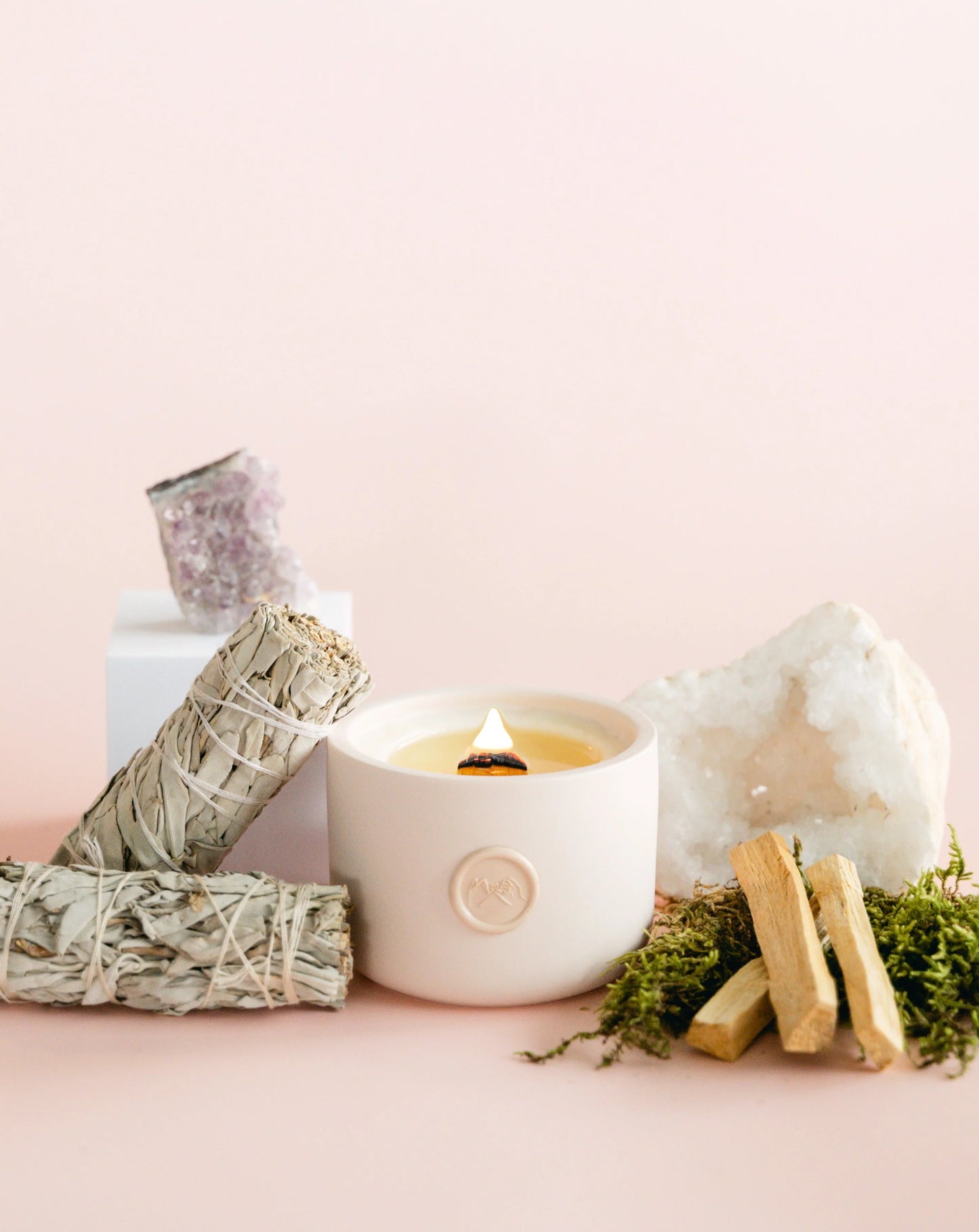 the healer palo santo and sage scented candle