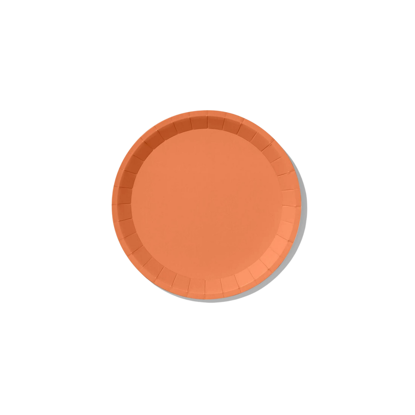 small paper plates in a tropical coral colour