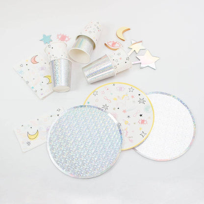 celestial paper plates with unicorns