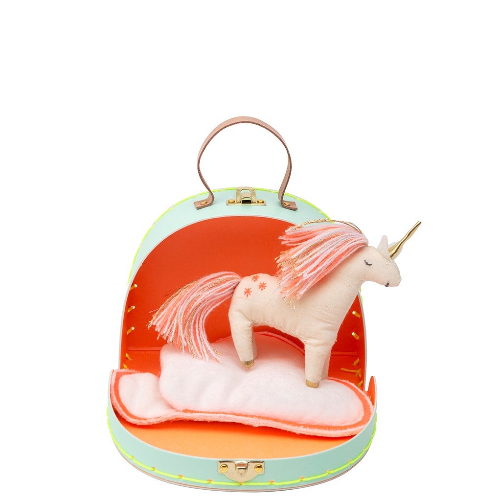 unicorn mini suitcase doll by meri meri