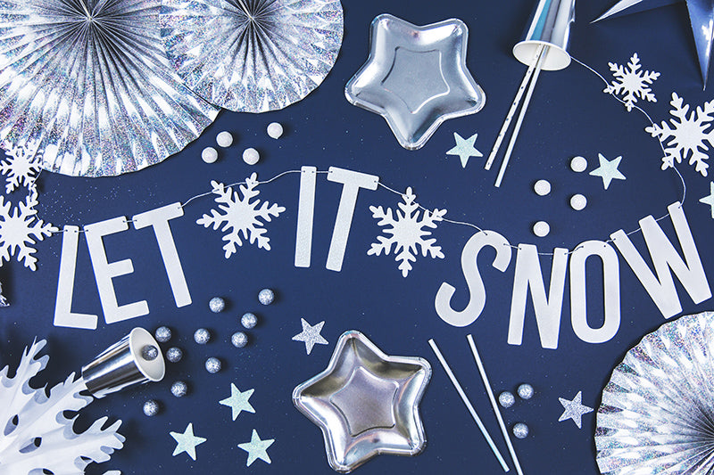 let it snow themed tablescape with silver decor